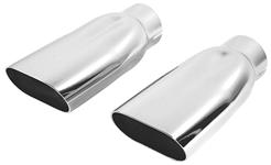 Exhaust Tips, Oval, 69-72/78-88 Chevelle/El Camino/Monte Carlo SS, Chrome 2-1/2"